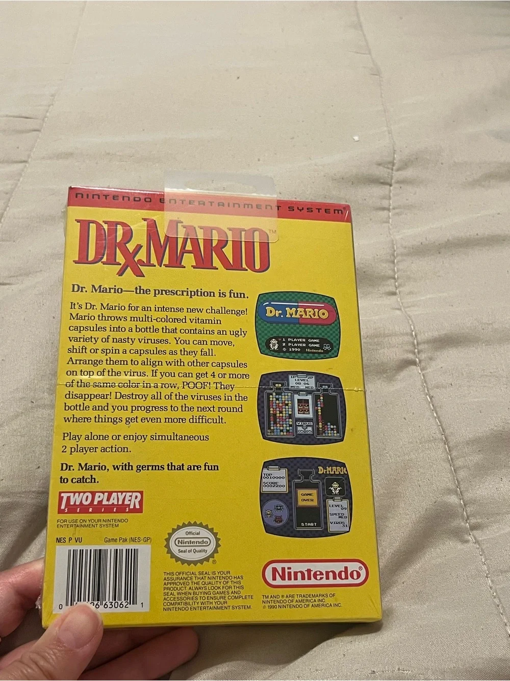Nintendo Dr. Mario NES Box Art – Blue, Red, Yellow